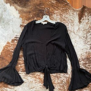Black Bell Sleeve Blouse